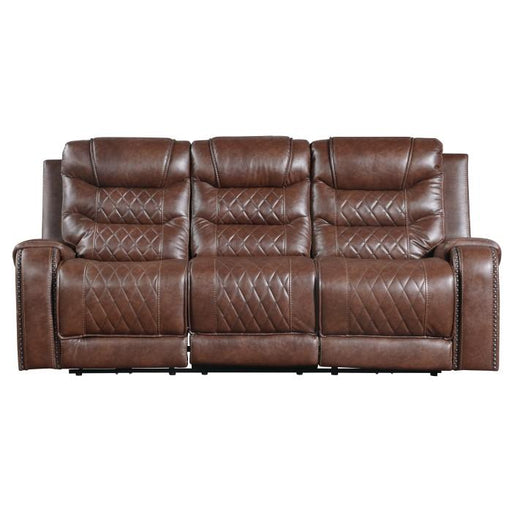 Putnam Double Reclining Sofa with Drop-Down in Brown 9405BR-3 - Furniture Home Store (Hanford, CA)