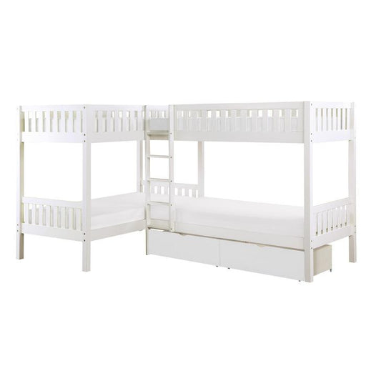 B2053CNW-1T - (4) Corner Bunk Bed with Storage Boxes - Furniture Home Store (Hanford, CA)