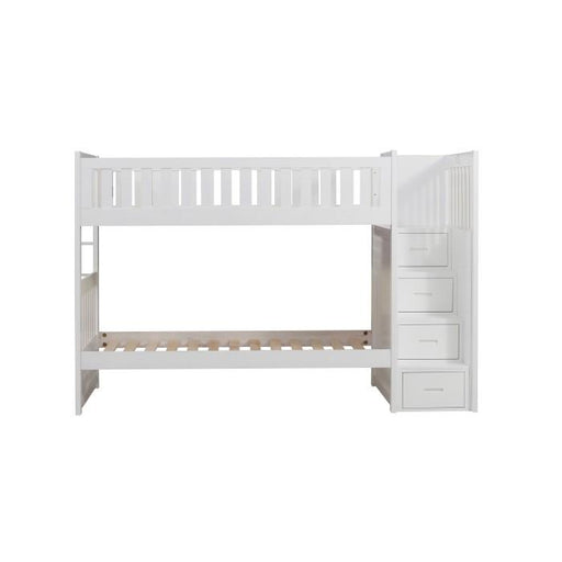 Galen Bunk Bed w/ Reversible Step Storage in White B2053SBW-1 - Furniture Home Store (Hanford, CA)