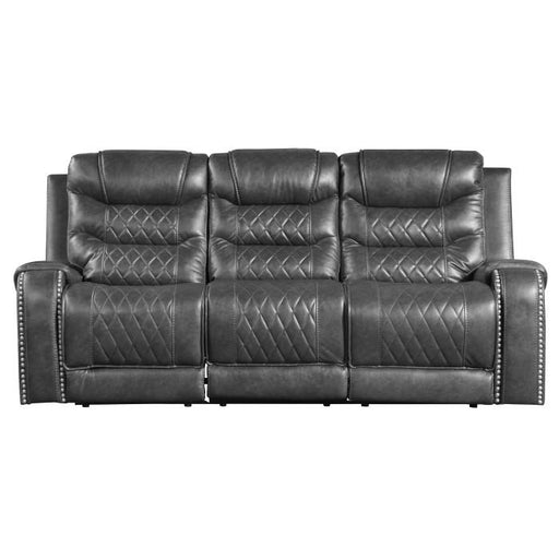 Putnam Power Double Reclining Sofa with Drop-Down in Gray 9405GY-3PW - Furniture Home Store (Hanford, CA)
