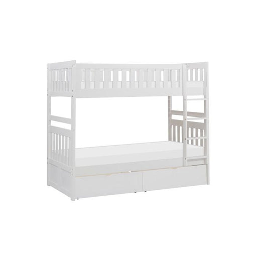 B2053W-1T - (4) Twin/Twin Bunk Bed with Storage Boxes - Furniture Home Store (Hanford, CA)