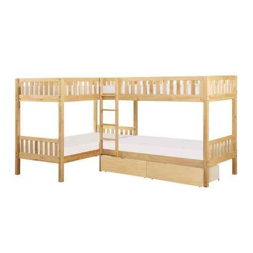 B2043CN-1T - (4) Corner Bunk Bed with Storage Boxes - Furniture Home Store (Hanford, CA)