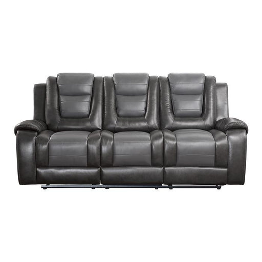 9470GY-3 - Double Reclining Sofa with Center Drop-Down Cup Holders - Furniture Home Store (Hanford, CA)