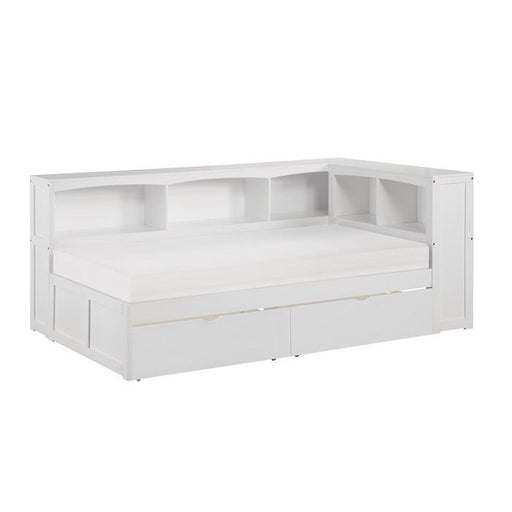 B2053BCW-1BCT - (4) Twin Bookcase Corner Bed with Storage Boxes - Furniture Home Store (Hanford, CA)