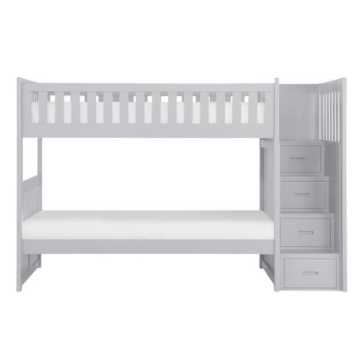 Orion Bunk Bed w/ Reversible Step Storage in Gray B2063SB-1 - Furniture Home Store (Hanford, CA)