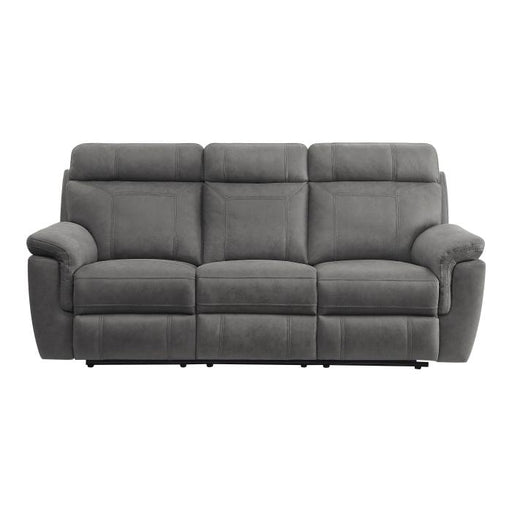 9301GRY-3 - Double Reclining Sofa with Center Drop-Down Cup Holders - Furniture Home Store (Hanford, CA)
