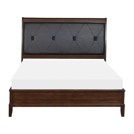 Cotterill Queen Upholstered Sleigh Bed in Cherry 1730-1 - Furniture Home Store (Hanford, CA)