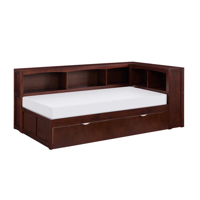B2013BCDC-1BCR - (4) Twin Bookcase Corner Bed with Twin Trundle - Furniture Home Store (Hanford, CA)