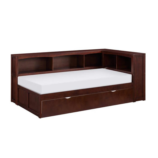 B2013BCDC-1BCR - (4) Twin Bookcase Corner Bed with Twin Trundle - Furniture Home Store (Hanford, CA)