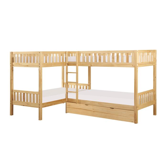 B2043CN-1R - (4) Corner Bunk Bed with Twin Trundle - Furniture Home Store (Hanford, CA)