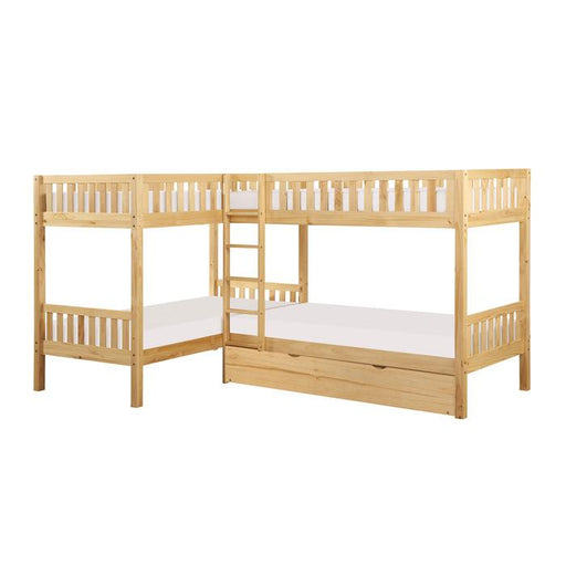 B2043CN-1R - (4) Corner Bunk Bed with Twin Trundle - Furniture Home Store (Hanford, CA)