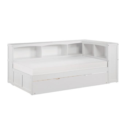B2053BCW-1BCR - (4) Twin Bookcase Corner Bed with Twin Trundle - Furniture Home Store (Hanford, CA)