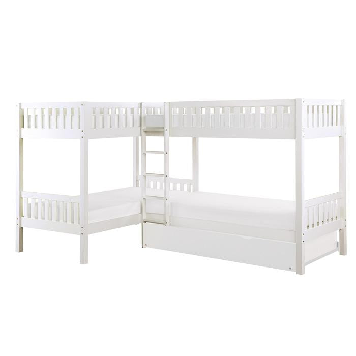B2053CNW-1R - (4) Corner Bunk Bed with Twin Trundle - Furniture Home Store (Hanford, CA)