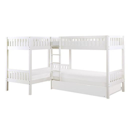 B2053CNW-1R - (4) Corner Bunk Bed with Twin Trundle - Furniture Home Store (Hanford, CA)