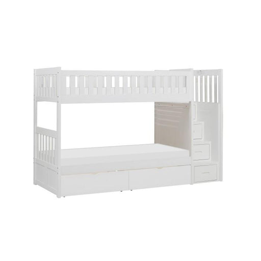 B2053SBW-1T - (5) Twin/Twin Step Bunk Bed with Storage Boxes - Furniture Home Store (Hanford, CA)