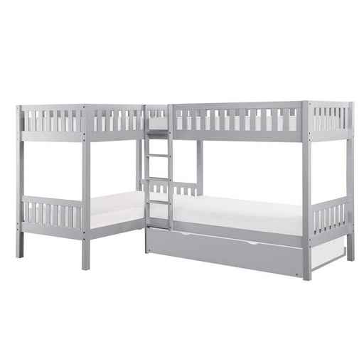 B2063CN-1R - (4) Corner Bunk Bed with Twin Trundle - Furniture Home Store (Hanford, CA)