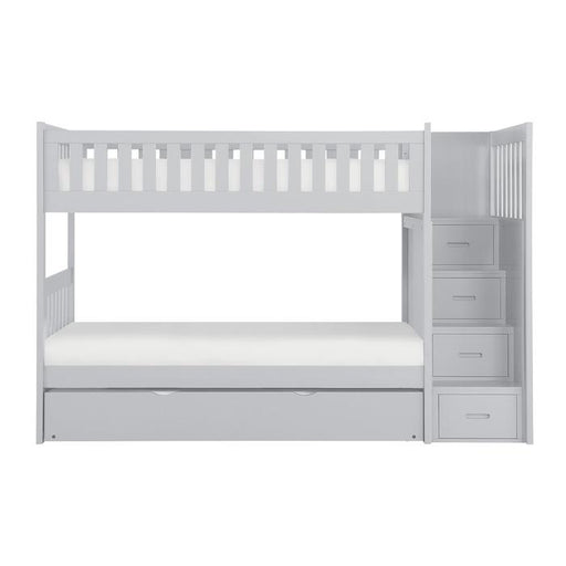 B2063SB-1R - (5) Twin/Twin Step Bunk Bed with Twin Trundle - Furniture Home Store (Hanford, CA)