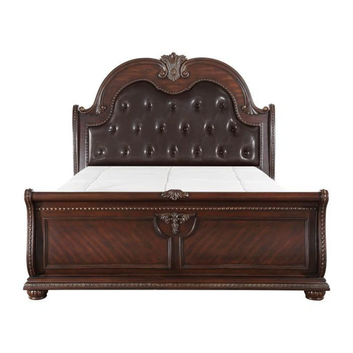 Cavalier Queen Sleigh Bed in Dark Cherry 1757-1 - Furniture Home Store (Hanford, CA)