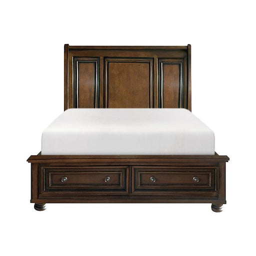 Cumberland King Sleigh Platform Bed with Footboard Storage in Brown Cherry 2159K-1EK - Furniture Home Store (Hanford, CA)