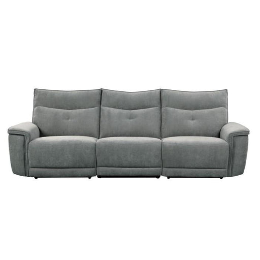 Tesoro Power Double Reclining Sofa w/ Power Headrests in Dark Gray 9509DG-3PWH - Furniture Home Store (Hanford, CA)