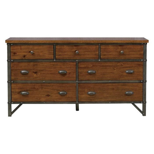 Holverson Dresser in Rustic Brown & Gunmetal 1715-5 - Furniture Home Store (Hanford, CA)