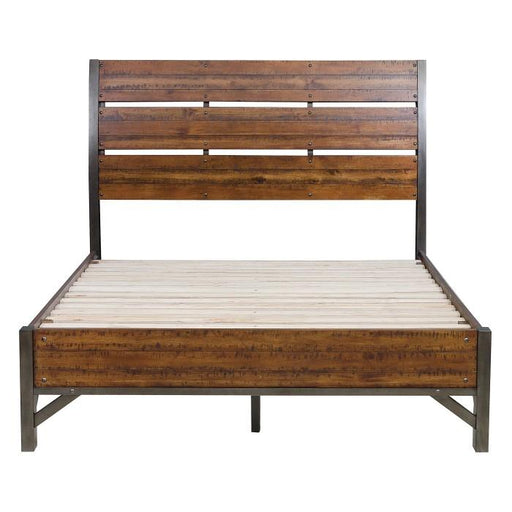 Holverson King Platform Bed in Rustic Brown & Gunmetal 1715K-1EK - Furniture Home Store (Hanford, CA)