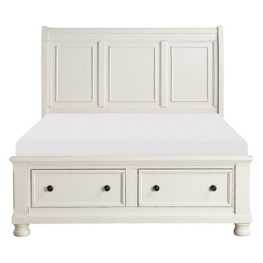 Laurelin Queen Sleigh Platform Storage Bed in White 1714W-1 - Furniture Home Store (Hanford, CA)