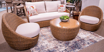 Double Point Outdoor Loveseat/2 Swivel Chairs (Set of 3) - Furniture Home Store (Hanford, CA)