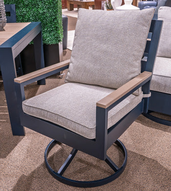 East Beach Outdoor Swivel Chair with Cushion (Set of 2) - Furniture Home Store (Hanford, CA)
