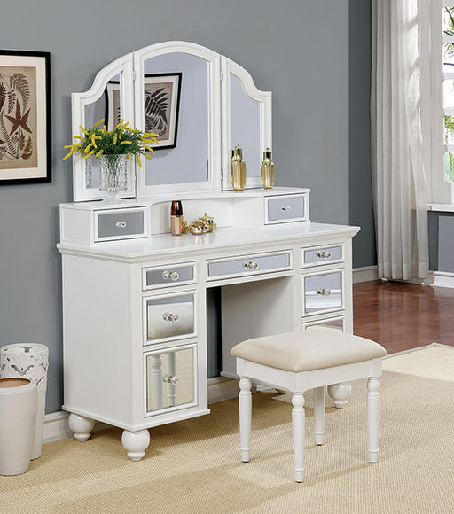 TRACY White Vanity w/ Stool - Furniture Home Store (Hanford, CA)