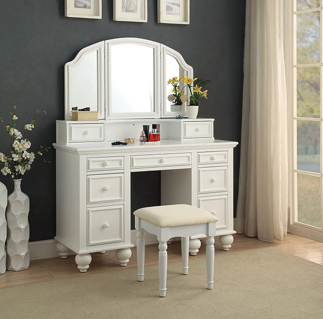 ATHY White Vanity w/ Stool - Furniture Home Store (Hanford, CA)