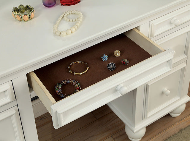 ATHY White Vanity w/ Stool - Furniture Home Store (Hanford, CA)