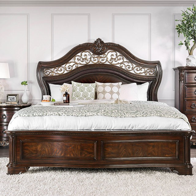 Menodora Brown Cherry Cal.King, E.King, Queen Bed - Furniture Home Store (Hanford, CA)