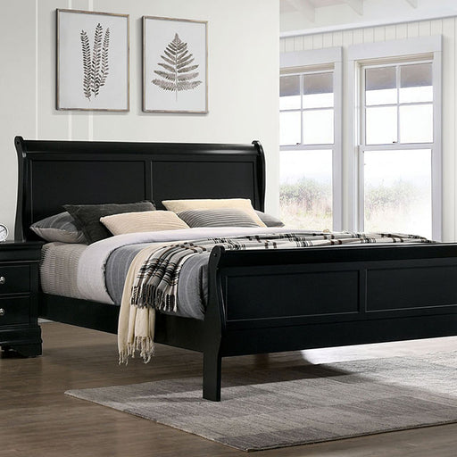 Louis Philippe E.King Bed Black, Cherry, & Gray - Furniture Home Store (Hanford, CA)