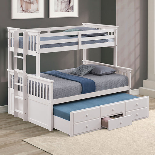 University Twin/Full Bunk Bed Grey, Walnut, & White - Furniture Home Store (Hanford, CA)