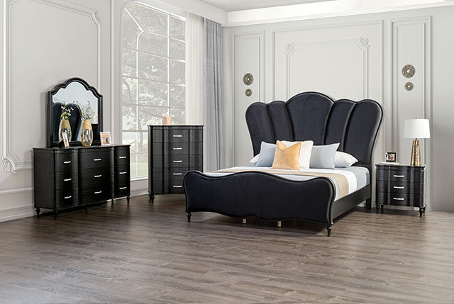 Melodi Parc E.King & Queen Bed Black & Silver - Furniture Home Store (Hanford, CA)
