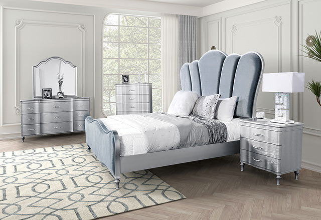 Melodi Parc E.King & Queen Bed Black & Silver - Furniture Home Store (Hanford, CA)