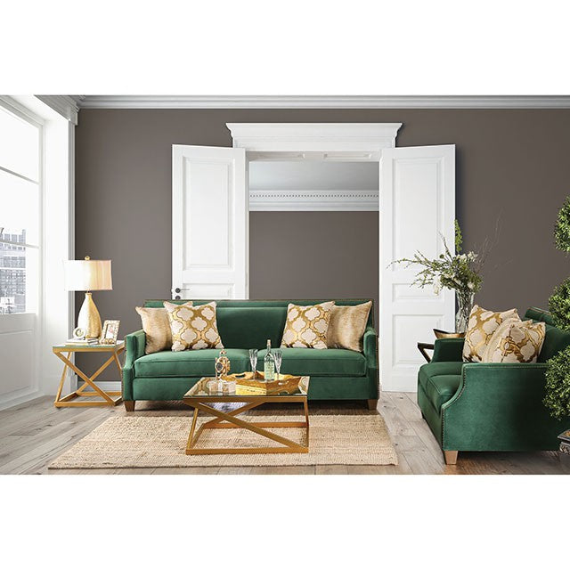 VERDANTE Emerald Green/Gold Sofa - Furniture Home Store (Hanford, CA)