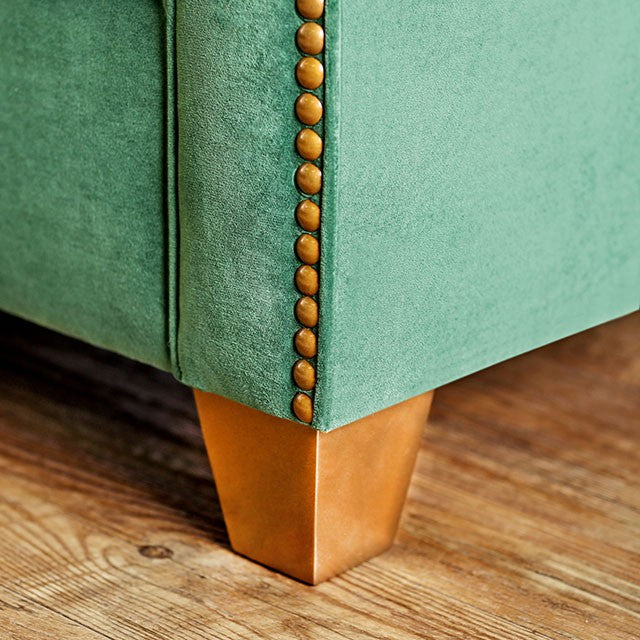 VERDANTE Emerald Green/Gold Sofa - Furniture Home Store (Hanford, CA)