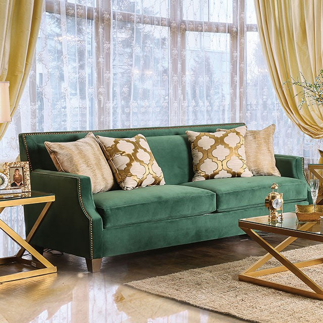 VERDANTE Emerald Green/Gold Sofa - Furniture Home Store (Hanford, CA)