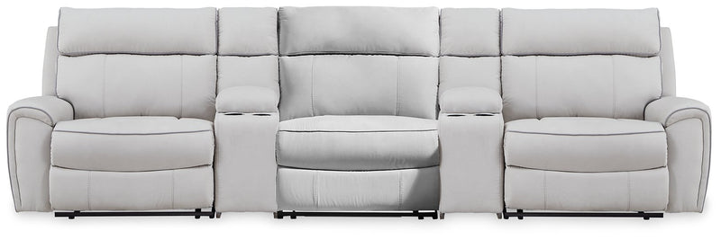 Social Pointe Reclining Sectional with Storage Consoles - Furniture Home Store (Hanford, CA)