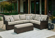 Brook Ranch Outdoor Sofa Sectional/Bench with Cushion (Set of 3) - Furniture Home Store (Hanford, CA)