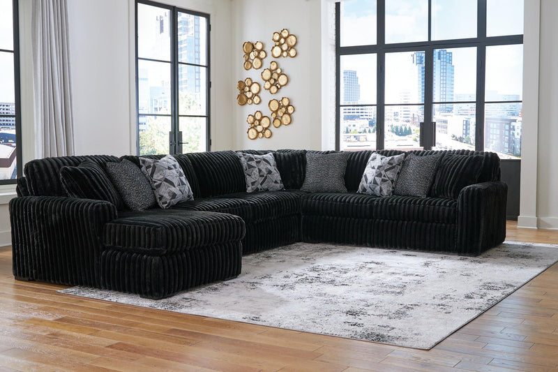 Midnight-Madness Sectional with Chaise - Furniture Home Store (Hanford, CA)