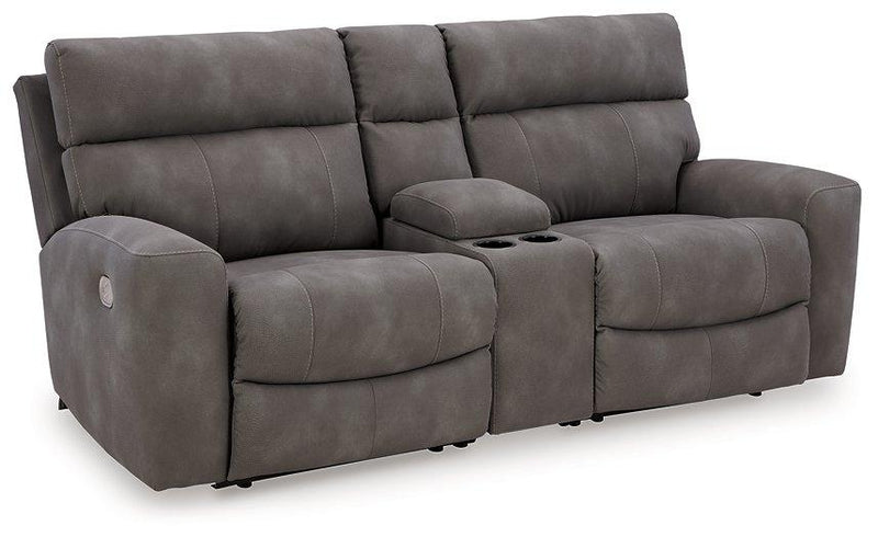 Next-Gen DuraPella Power Reclining Sectional Loveseat with Console - Furniture Home Store (Hanford, CA)