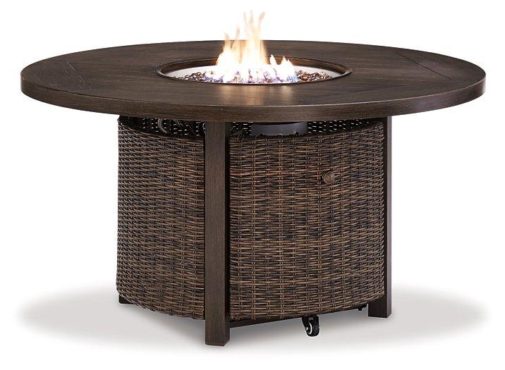 Paradise Trail Paradise Trail Fire Pit Table with 4 Nuvella Swivel Lounge Chairs - Furniture Home Store (Hanford, CA)