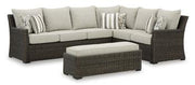 Brook Ranch Outdoor Sofa Sectional/Bench with Cushion (Set of 3) - Furniture Home Store (Hanford, CA)