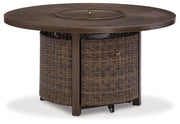Paradise Trail Paradise Trail Fire Pit Table with 4 Nuvella Swivel Lounge Chairs - Furniture Home Store (Hanford, CA)