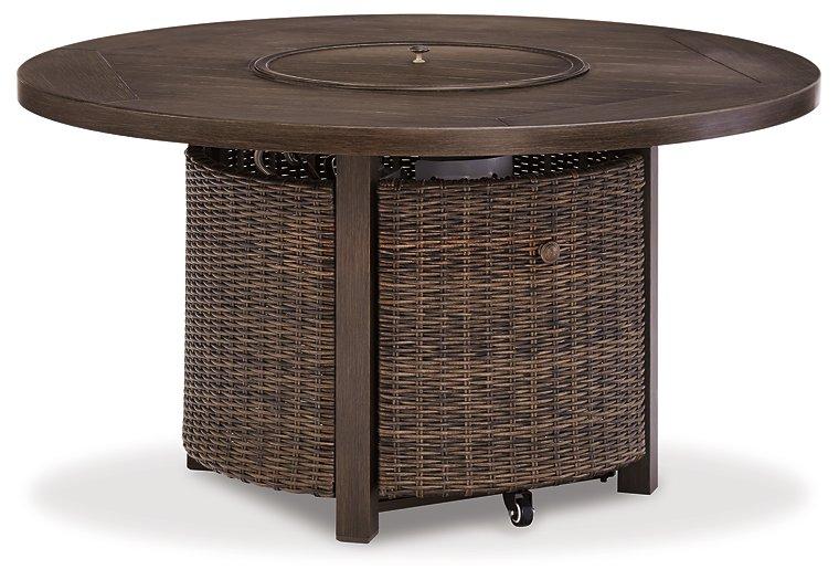 Paradise Trail Paradise Trail Fire Pit Table with 4 Nuvella Swivel Lounge Chairs - Furniture Home Store (Hanford, CA)