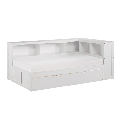 Galen-(4) Twin Bookcase Corner Platform Bed with Twin Trundle image