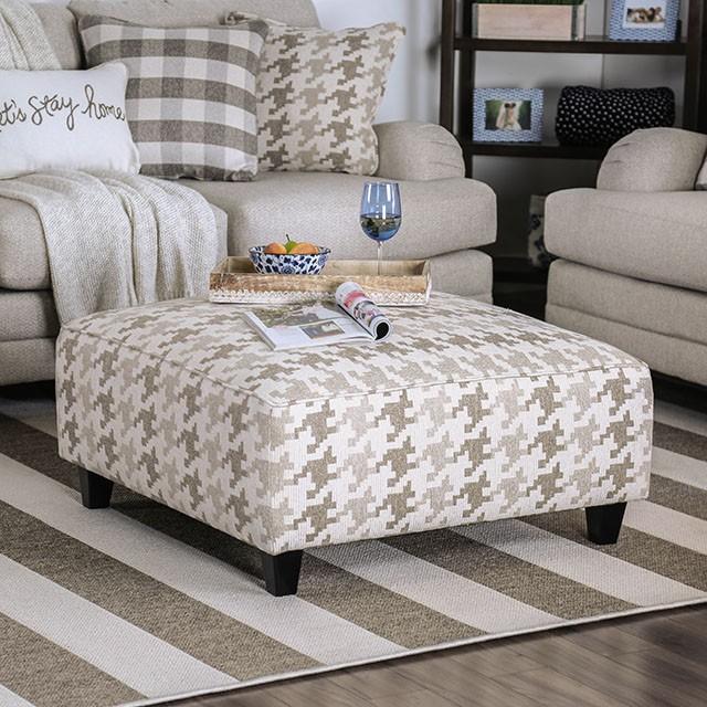 Christine Light Gray/Pattern Ottoman - Furniture Home Store (Hanford, CA)